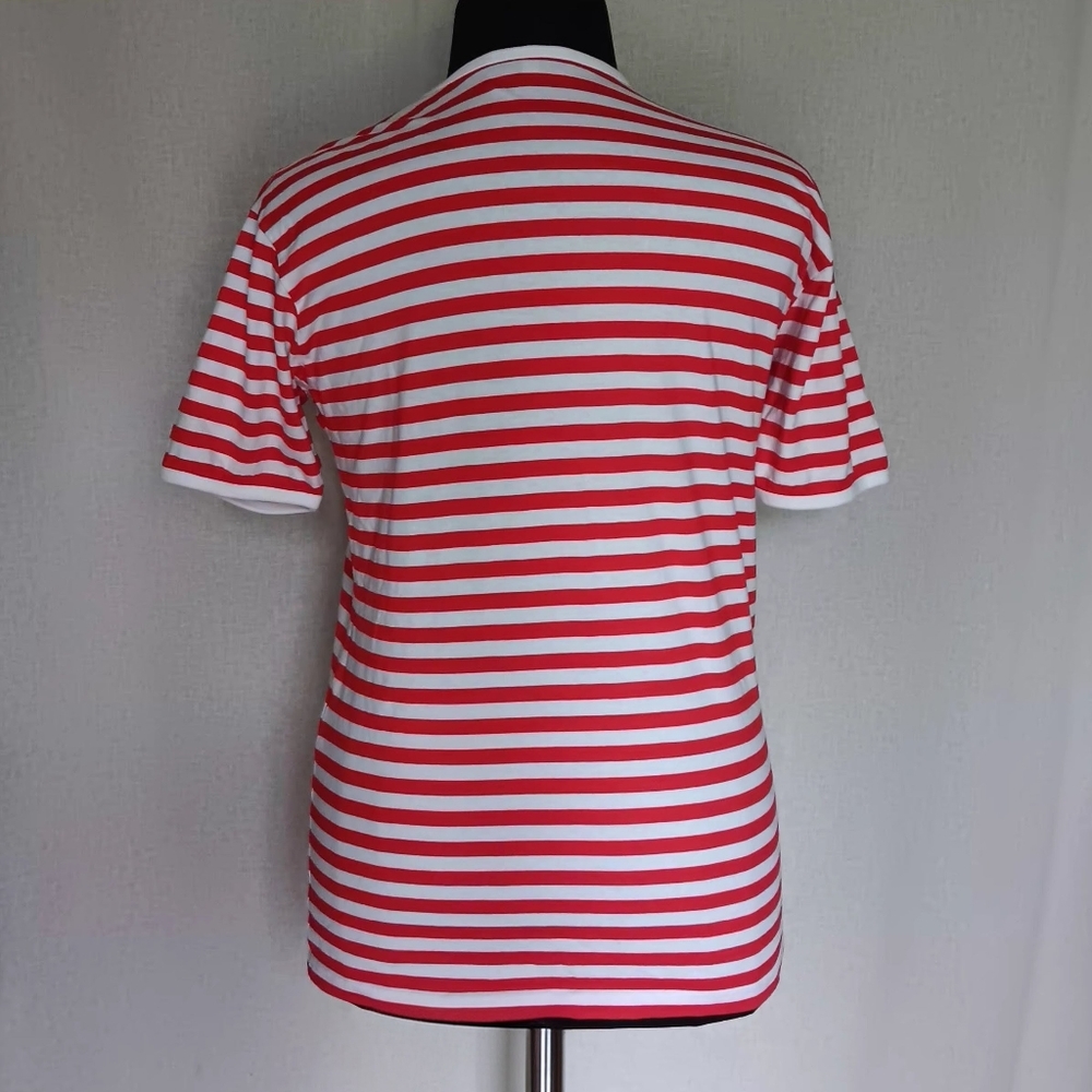 NWOT VTG Marimekko "Tasaraita" Red and White Striped Short Sleeve Cotton T-Shirt - Picture 4 of 5